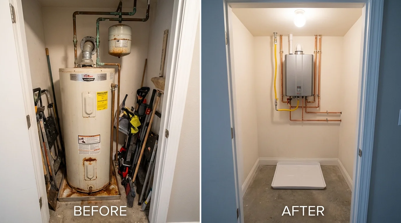 Tank water heater versus wall-mounted tankless unit comparison for Linden, NJ homeowners